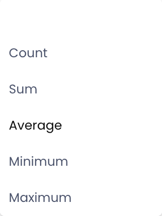 Image shown the possible values for aggregate field